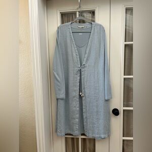 EUC Soft Surroundings Light Blue Grey Dress w/long tunic/vest size 3X